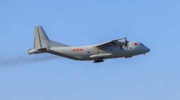 Y-9 transport aircraft  in flight training